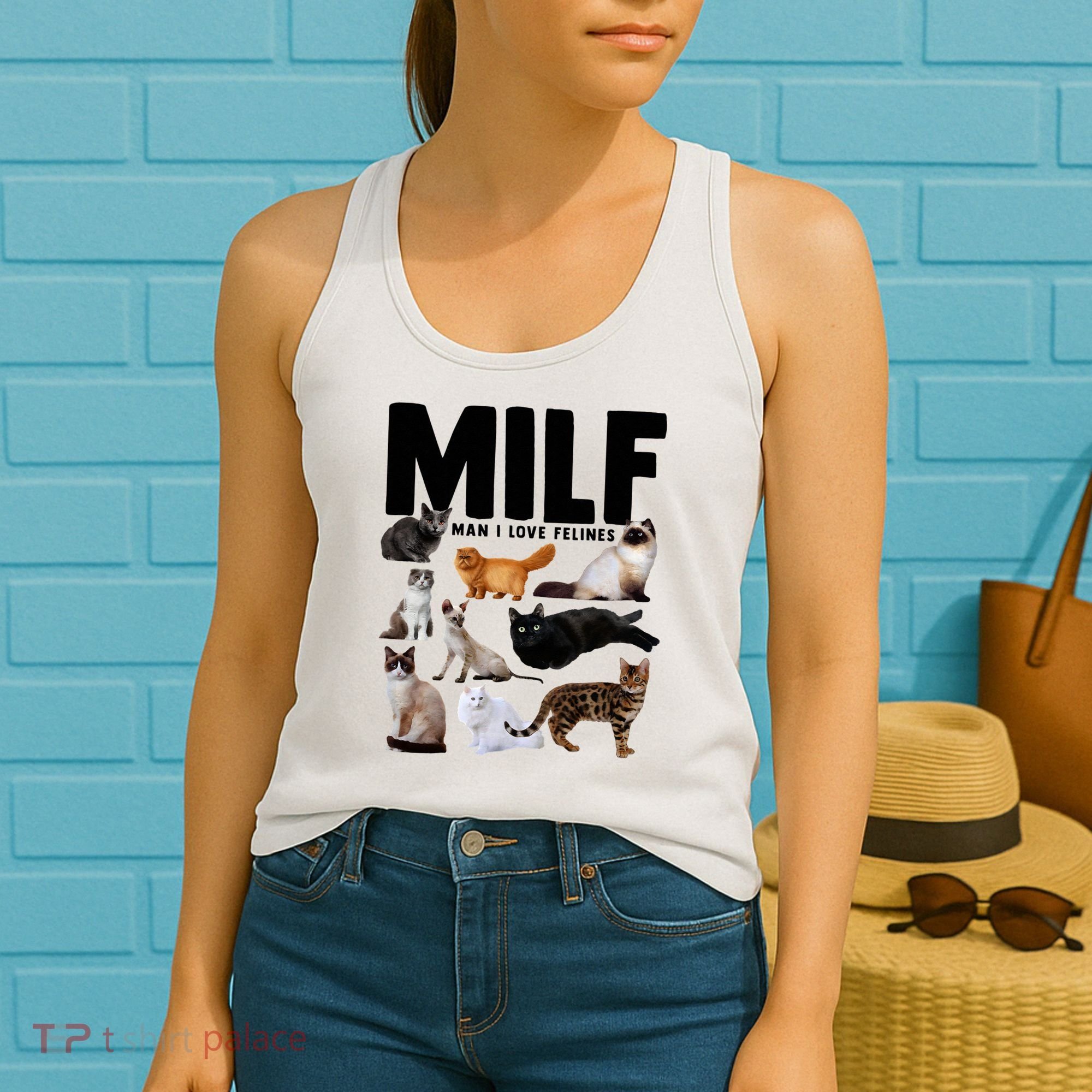 MILF Man I Love Felines Funny Cats Women's Tank Top