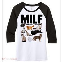 MILF Man I Love Felines Funny Cats Women's Tri-Blend 3/4-Sleeve Raglan Shirt thumb 0