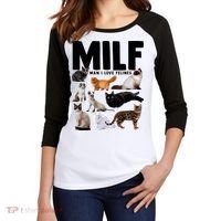 MILF Man I Love Felines Funny Cats Women's Tri-Blend 3/4-Sleeve Raglan Shirt thumb 2