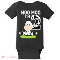 Moo Moo Im Two 2nd Birthday Funny Cute Cow Sounds Baby Bodysuit thumb 0
