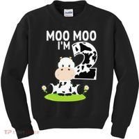 Moo Moo Im Two 2nd Birthday Funny Cute Cow Sounds Kids Sweatshirt thumb 0
