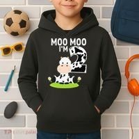 Moo Moo Im Two 2nd Birthday Funny Cute Cow Sounds Kids Hoodie thumb 2