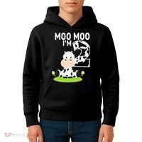 Moo Moo Im Two 2nd Birthday Funny Cute Cow Sounds Kids Hoodie thumb 4