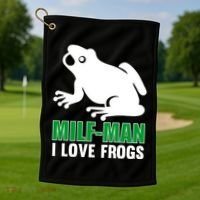 MILF Man I Love Frogs Funny Frog Golf Towel thumb 1