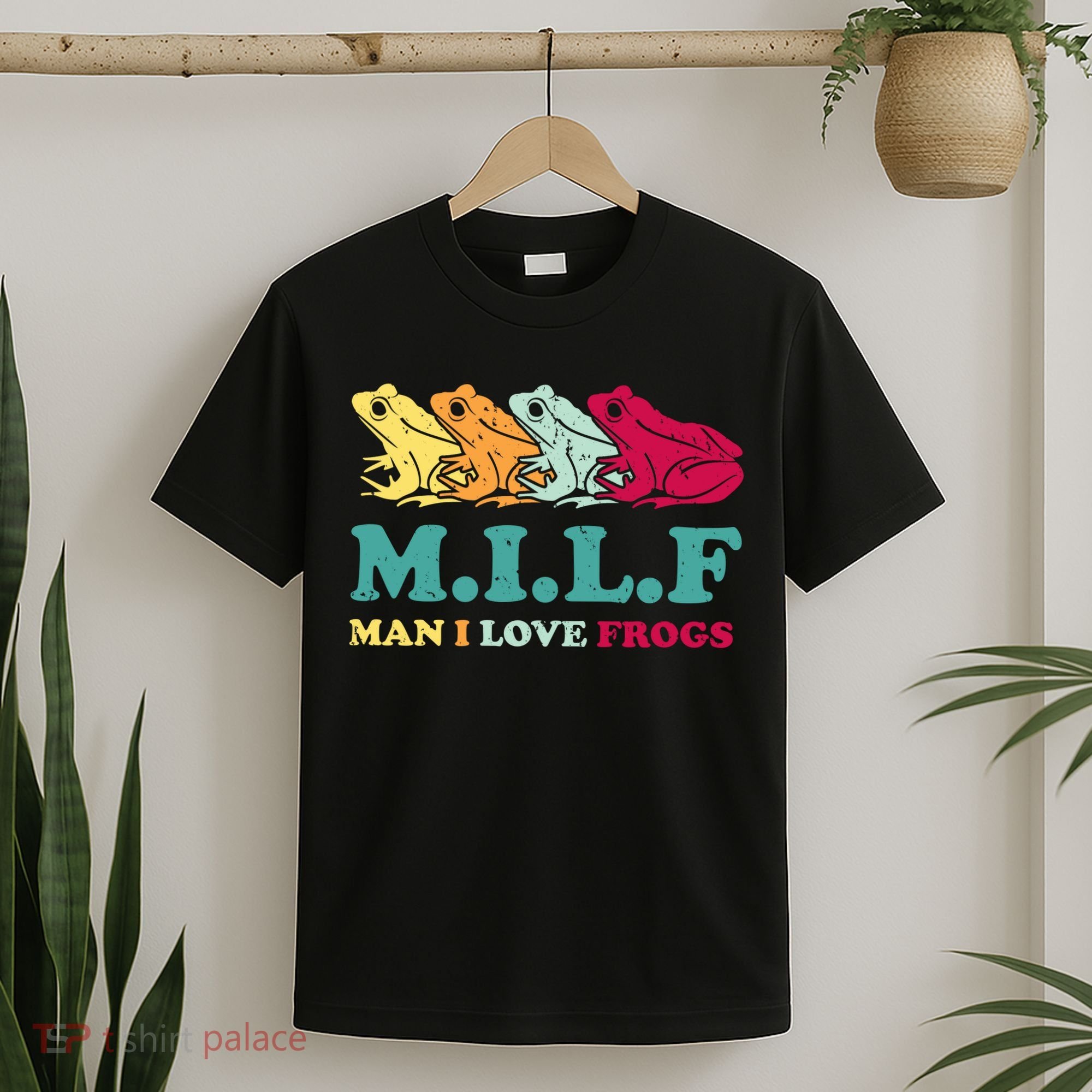 Milf Man I Love Frogs Retro Colorful T-Shirt