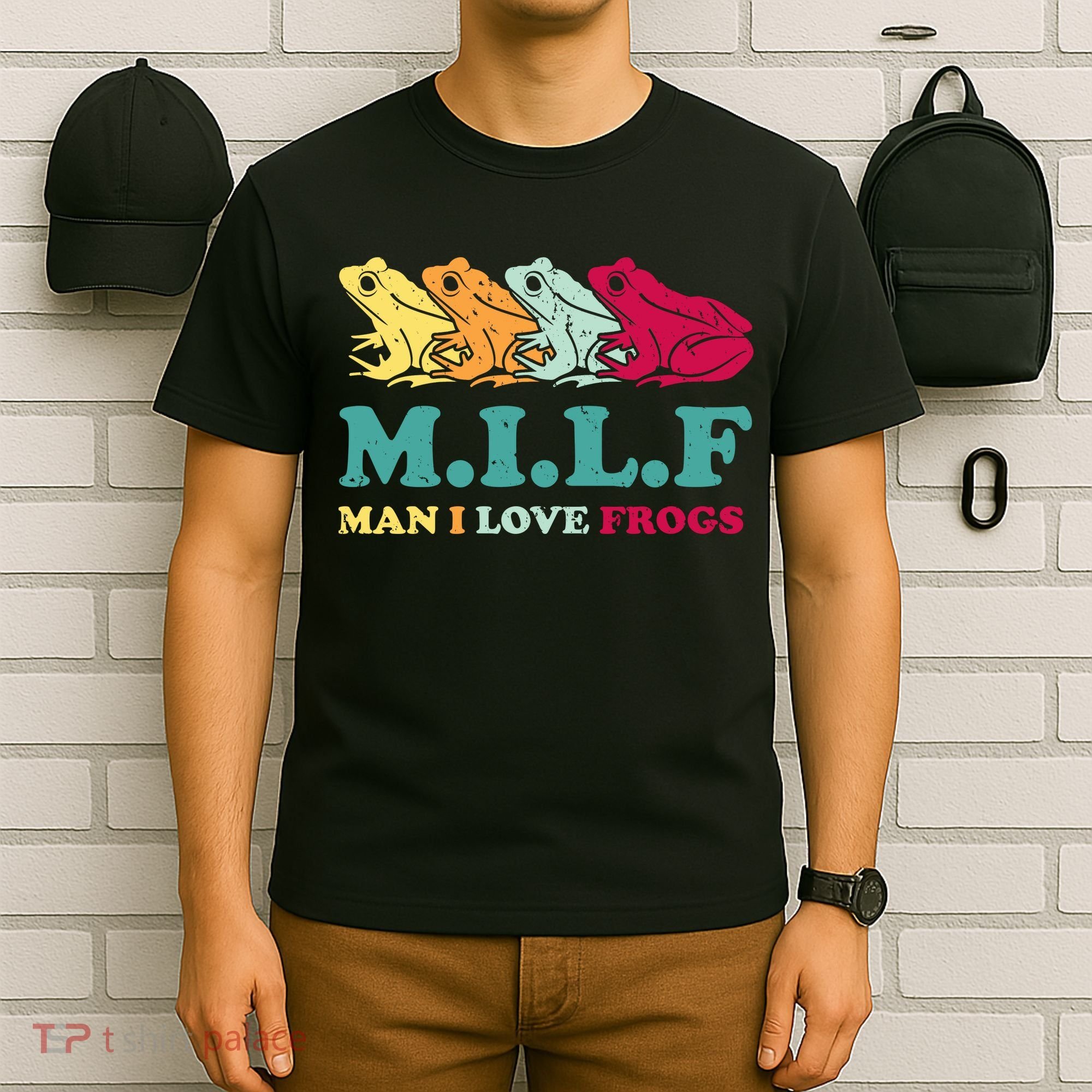 Milf Man I Love Frogs Retro Colorful T-Shirt