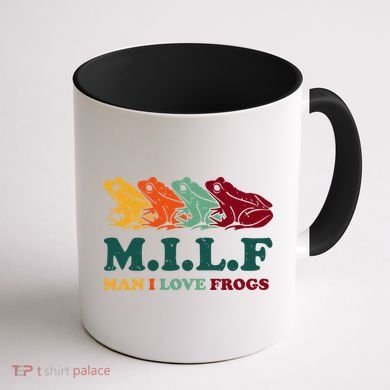 Milf Man I Love Frogs Retro Colorful Coffee Mug back