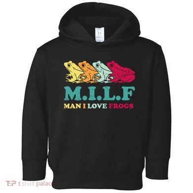 Milf Man I Love Frogs Retro Colorful Toddler Hoodie