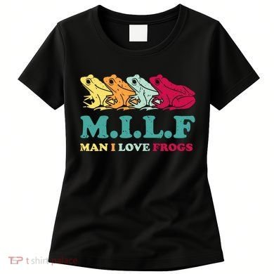 Milf Man I Love Frogs Retro Colorful Women's T-Shirt