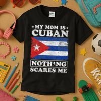 My Mom Is Cuban Nothing Scares Me Cuba Mother's Day Kids T-Shirt thumb 3