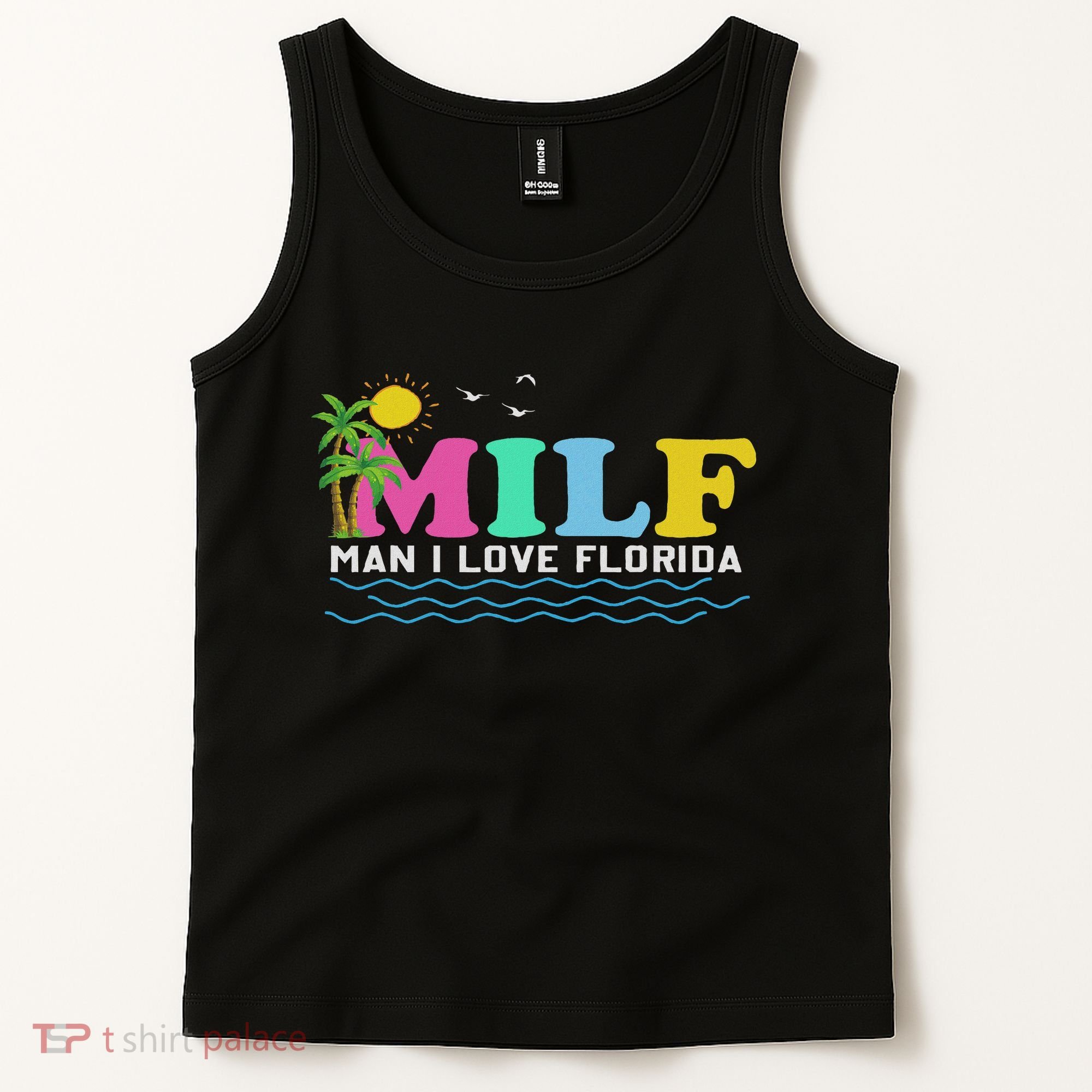 Milf Man I Love Florida Beach Summer Vacation Palm Tree Tank Top