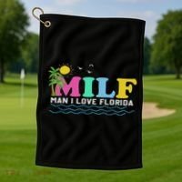 Milf Man I Love Florida Beach Summer Vacation Palm Tree Golf Towel thumb 1