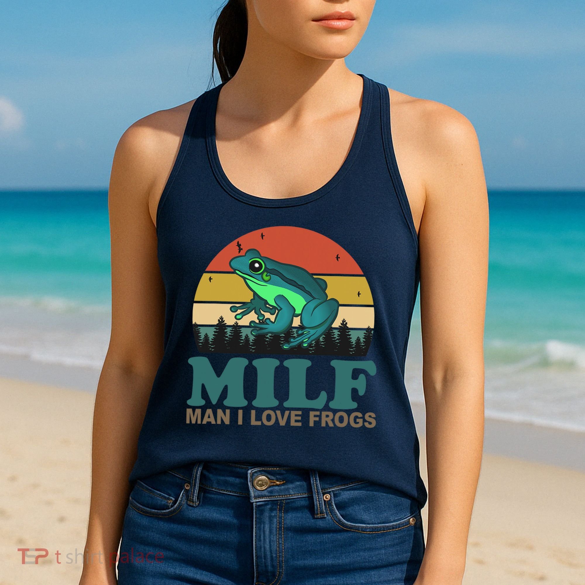 MILF Man I Love Frogs Funny Saying Frog Amphibian Lovers Women's Tank Top