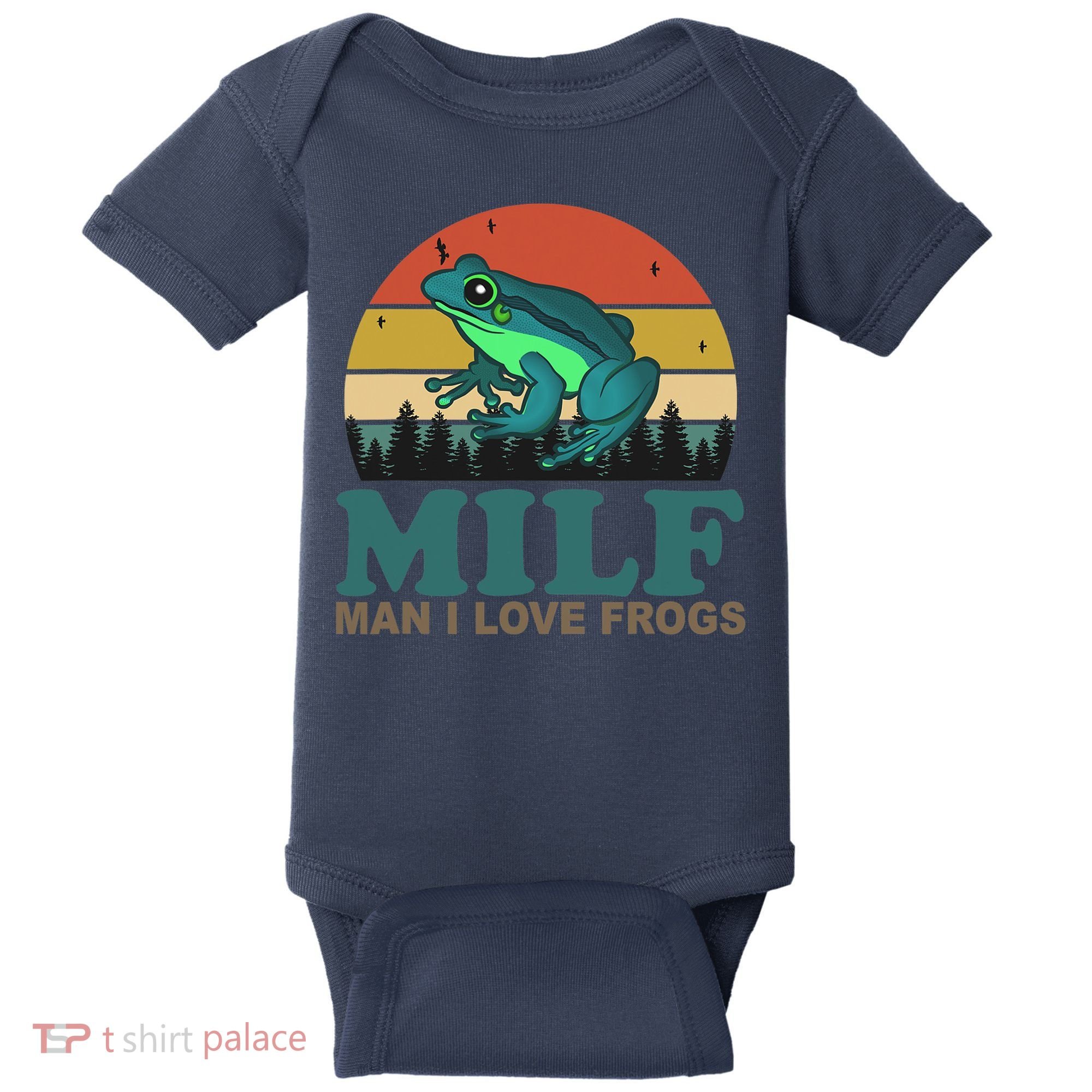 MILF Man I Love Frogs Funny Saying Frog Amphibian Lovers Baby Bodysuit