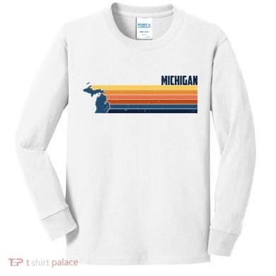 Retro Vintage Michigan Kids Long Sleeve Shirt