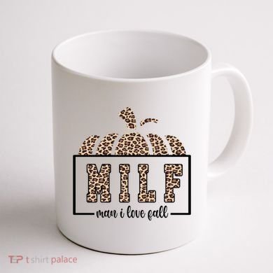 MILF Man I Love Fall Cheetah Pumpkin Cute Coffee Mug back