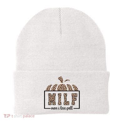 MILF Man I Love Fall Cheetah Pumpkin Cute Beanie