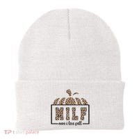 MILF Man I Love Fall Cheetah Pumpkin Cute Beanie thumb 0