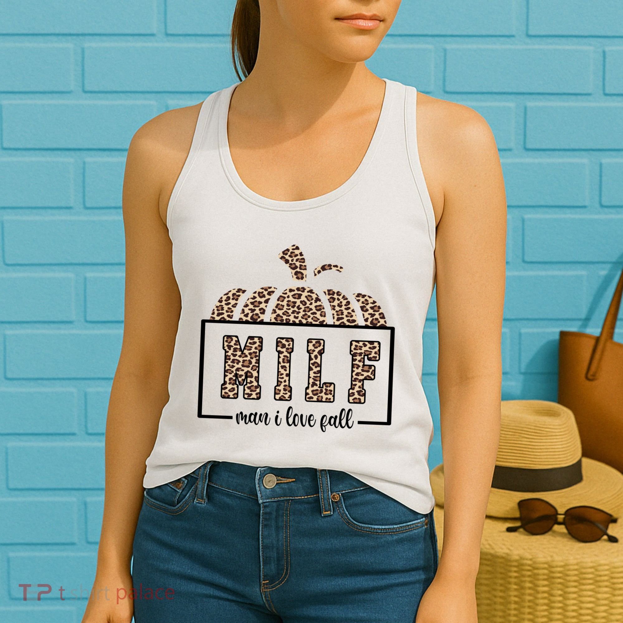 MILF Man I Love Fall Cheetah Pumpkin Cute Women's Tank Top