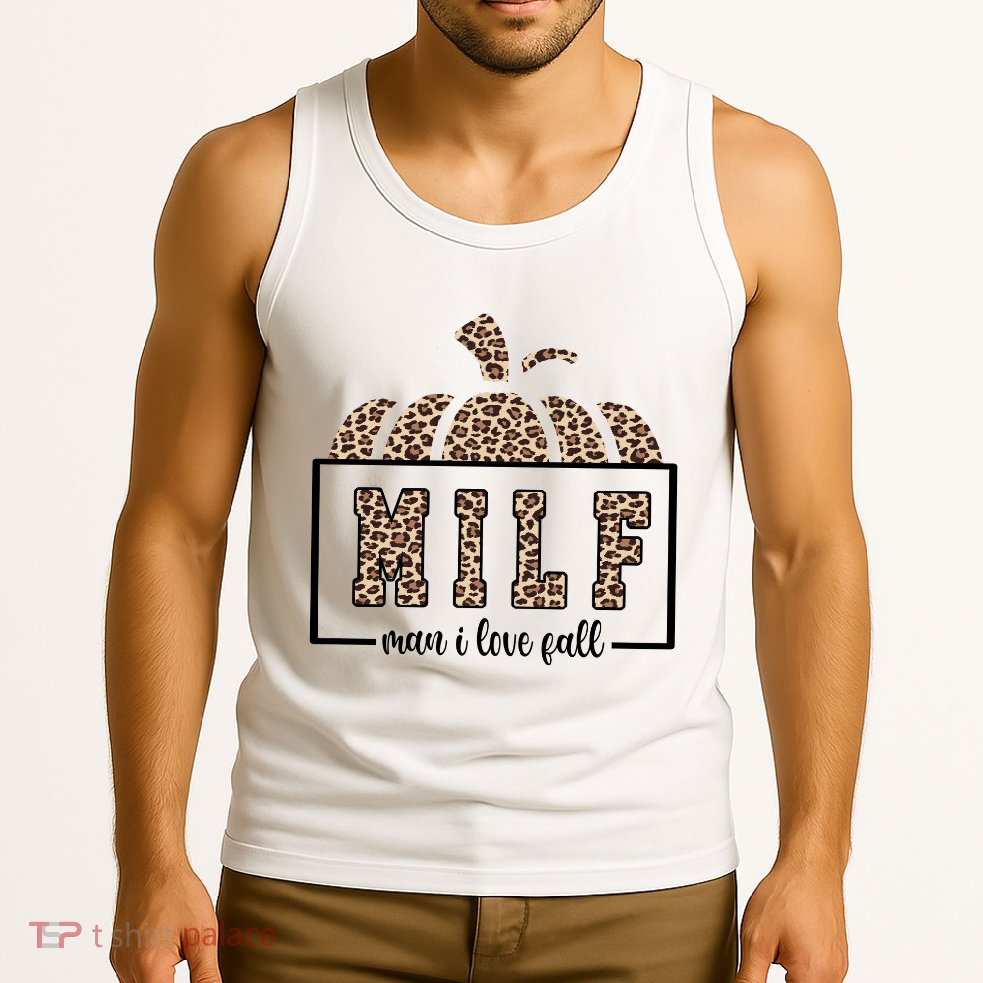 MILF Man I Love Fall Cheetah Pumpkin Cute Tank Top