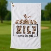 MILF Man I Love Fall Cheetah Pumpkin Cute Golf Towel thumb 1