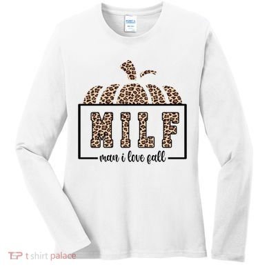 MILF Man I Love Fall Cheetah Pumpkin Cute Women's Long Sleeve Shirt