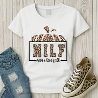 MILF Man I Love Fall Cheetah Pumpkin Cute Women's T-Shirt thumb 3