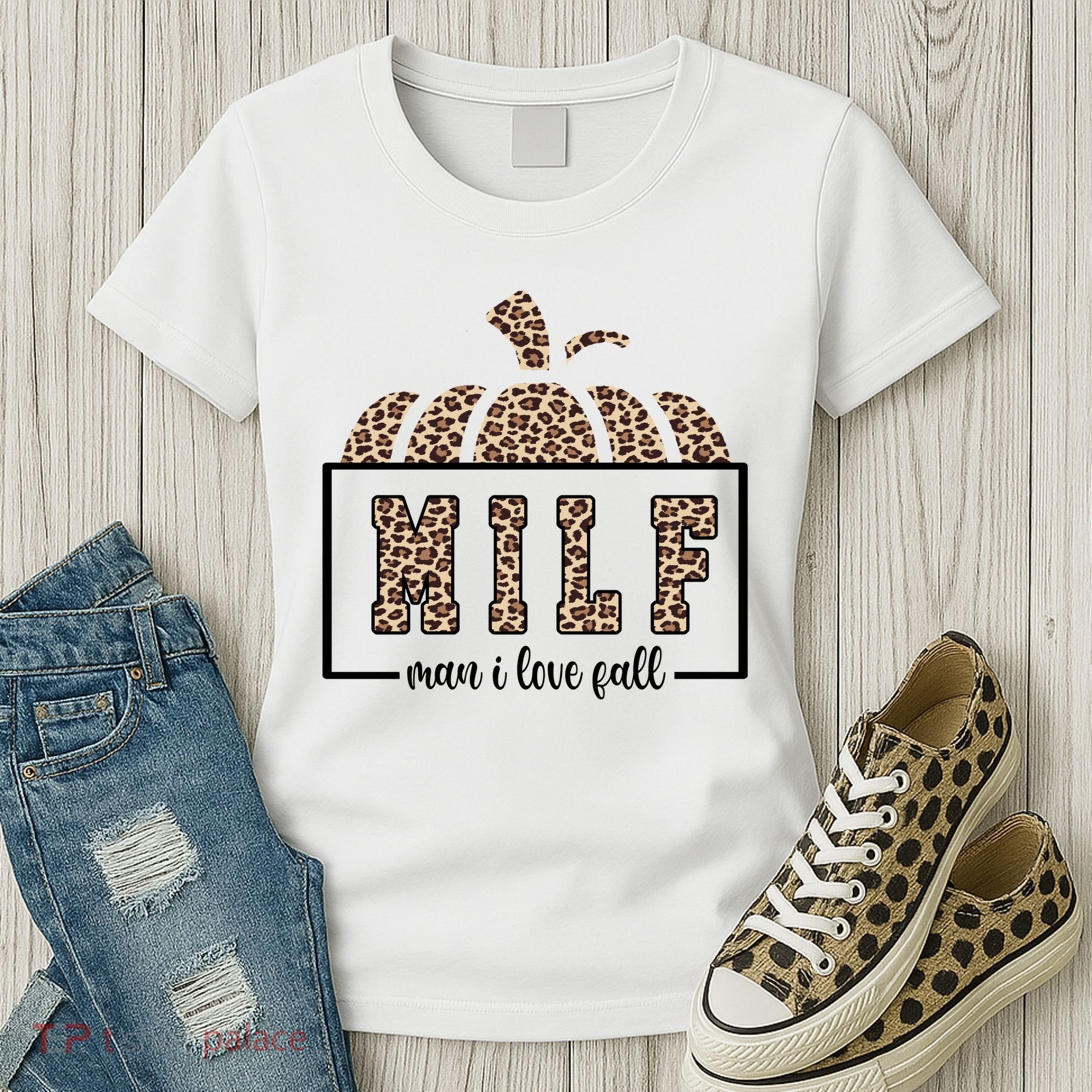 MILF Man I Love Fall Cheetah Pumpkin Cute Women's T-Shirt