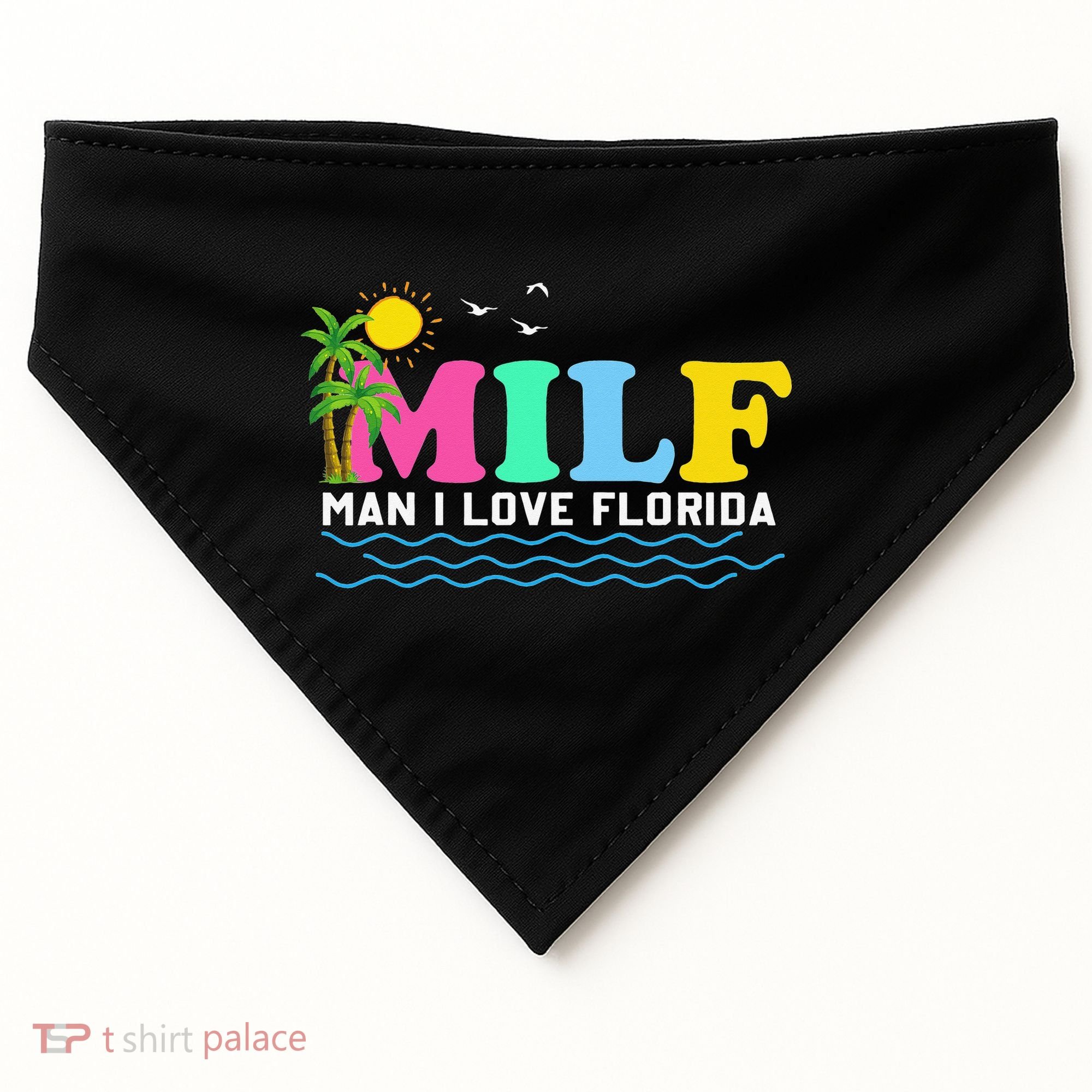 MILF Man I Love Florida Beach Summer Vacation Palm Tree USA-Made Doggie Bandana