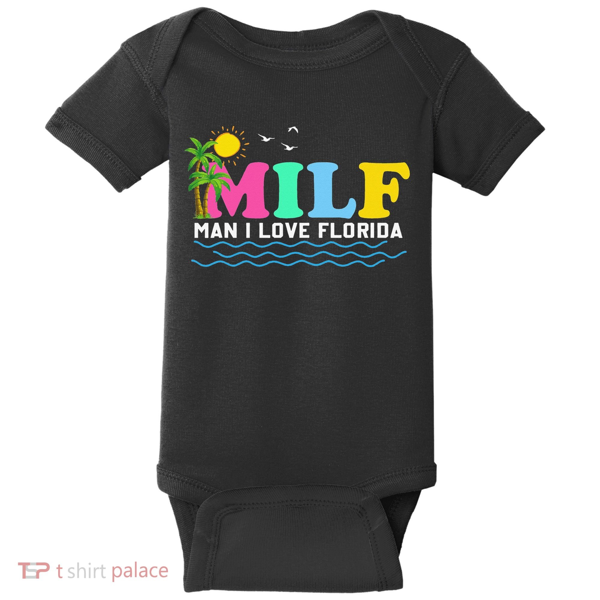 MILF Man I Love Florida Beach Summer Vacation Palm Tree Baby Bodysuit