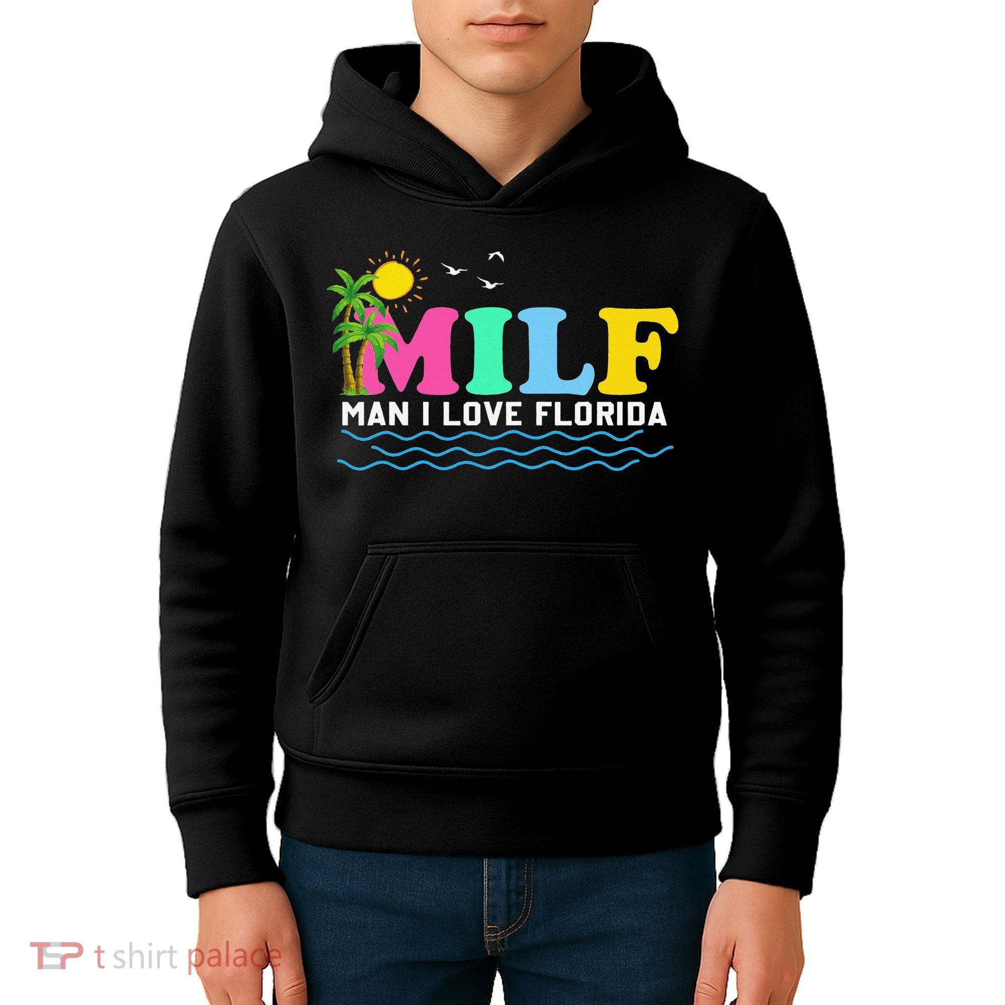 MILF Man I Love Florida Beach Summer Vacation Palm Tree Kids Hoodie