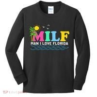 MILF Man I Love Florida Beach Summer Vacation Palm Tree Kids Long Sleeve Shirt thumb 0