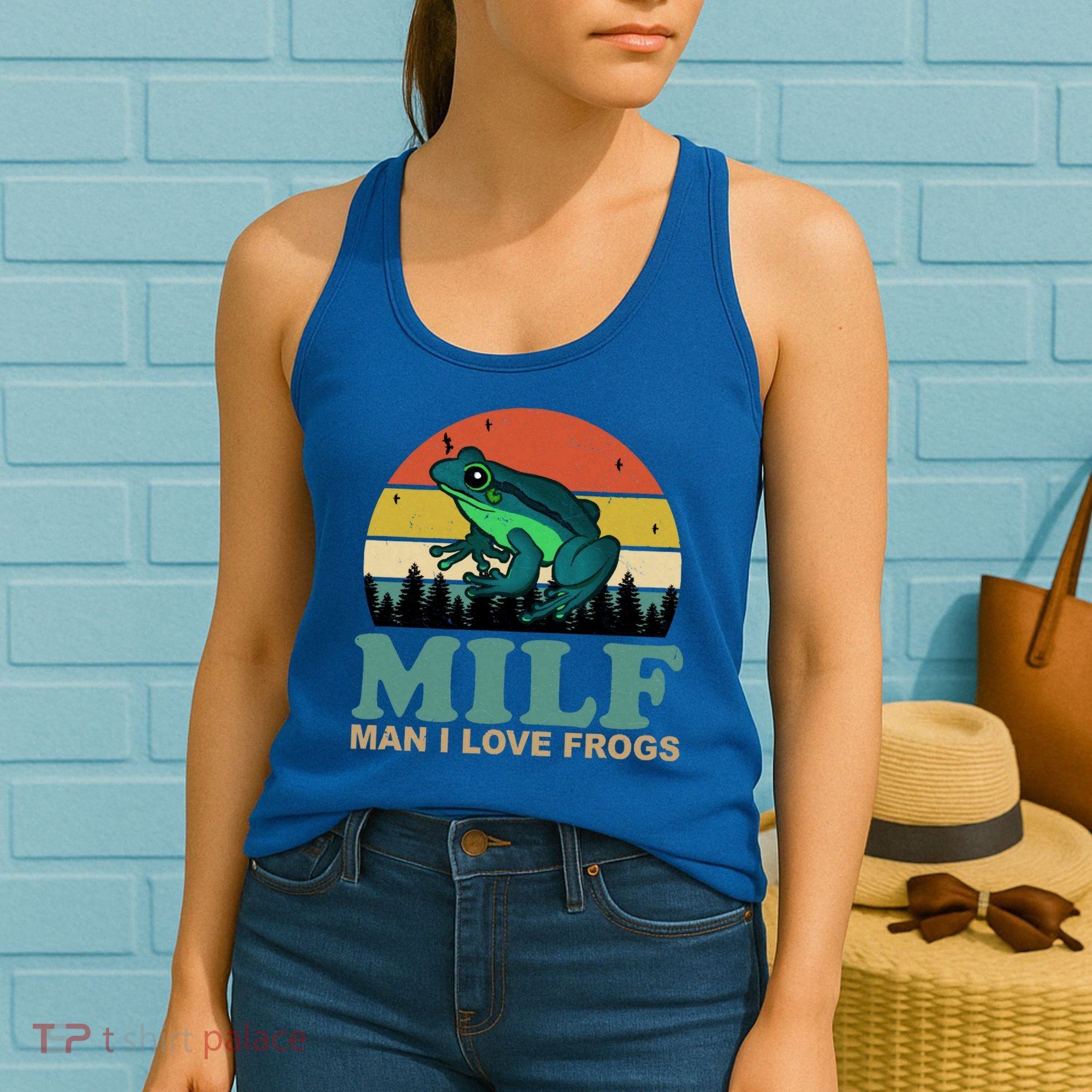 Milf Man I Love Frogs Funny Amphibian Lovers Women's Tank Top