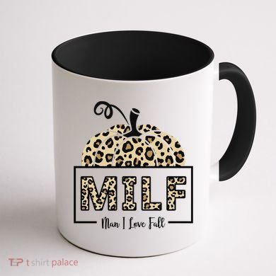 MILF Man I Love Fall Leopard Pumpkin Funny Coffee Mug back