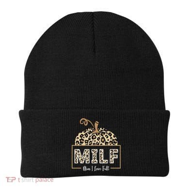 MILF Man I Love Fall Leopard Pumpkin Funny Beanie