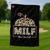 MILF Man I Love Fall Leopard Pumpkin Funny Golf Towel thumb 1