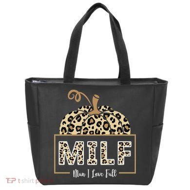 MILF Man I Love Fall Leopard Pumpkin Funny Tote Bag