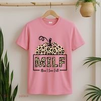MILF Man I Love Fall Leopard Pumpkin Funny T-Shirt thumb 2