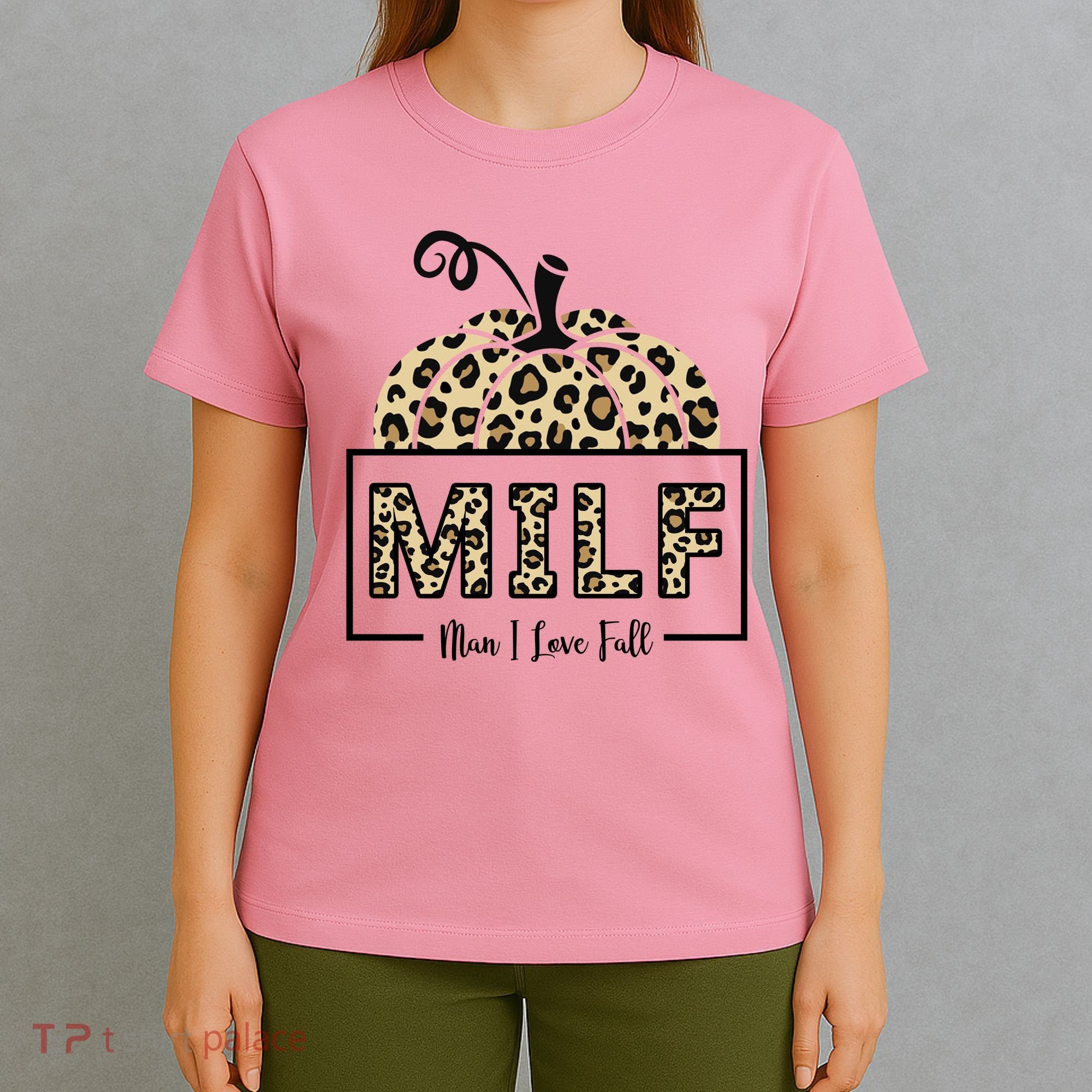 MILF Man I Love Fall Leopard Pumpkin Funny T-Shirt