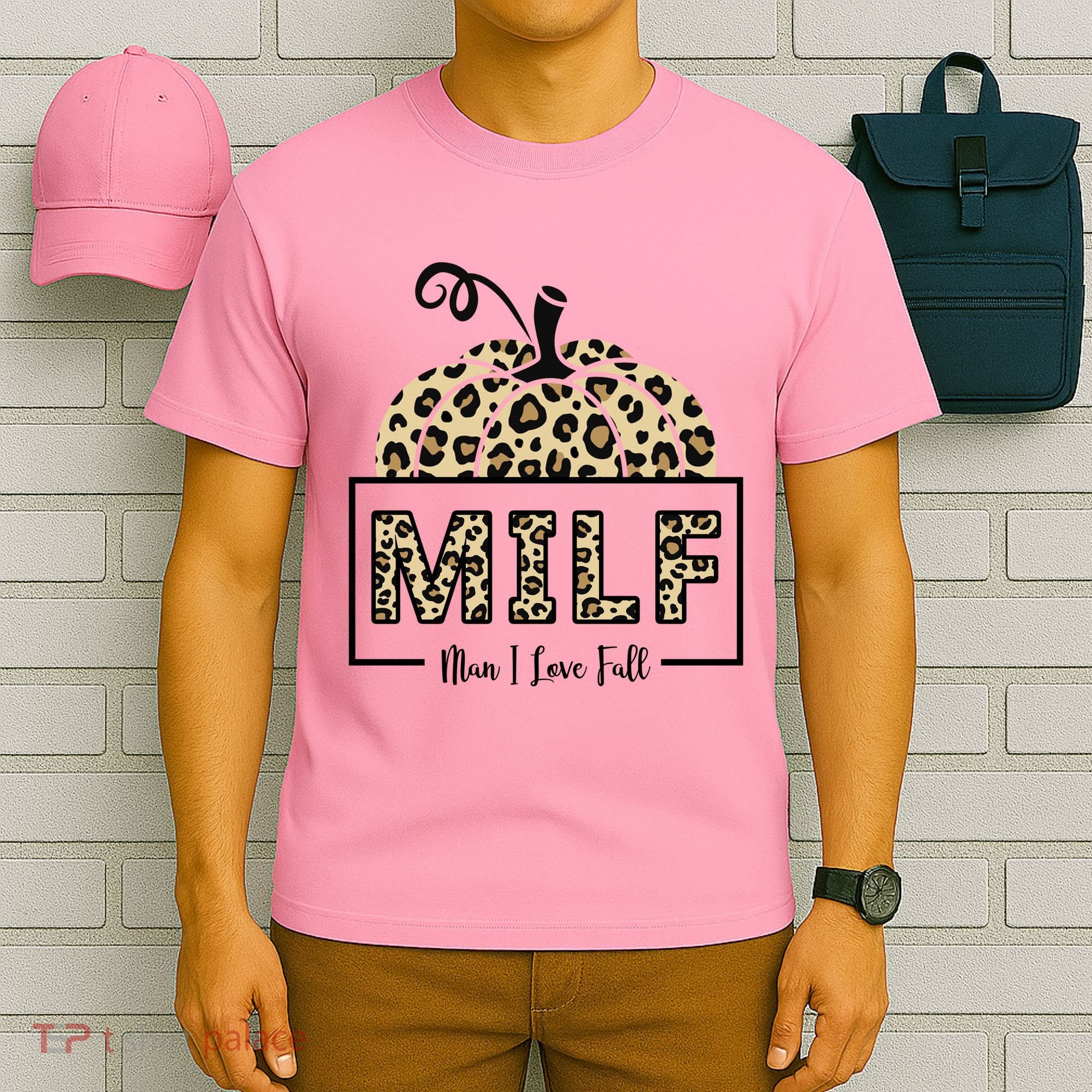 MILF Man I Love Fall Leopard Pumpkin Funny T-Shirt