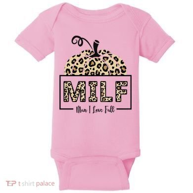 MILF Man I Love Fall Leopard Pumpkin Funny Baby Bodysuit