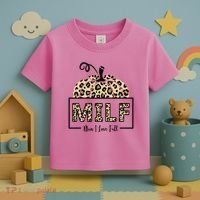 MILF Man I Love Fall Leopard Pumpkin Funny Toddler T-Shirt thumb 3