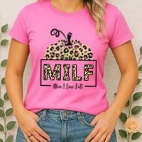 MILF Man I Love Fall Leopard Pumpkin Funny Women's T-Shirt thumb 2