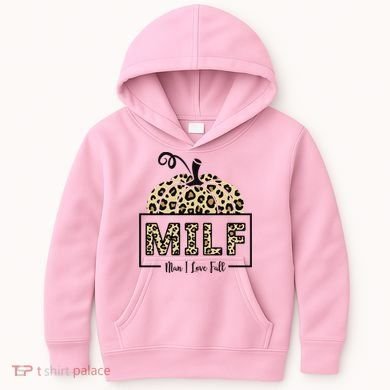 MILF Man I Love Fall Leopard Pumpkin Funny Kids Hoodie