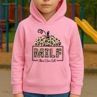 MILF Man I Love Fall Leopard Pumpkin Funny Kids Hoodie thumb 2