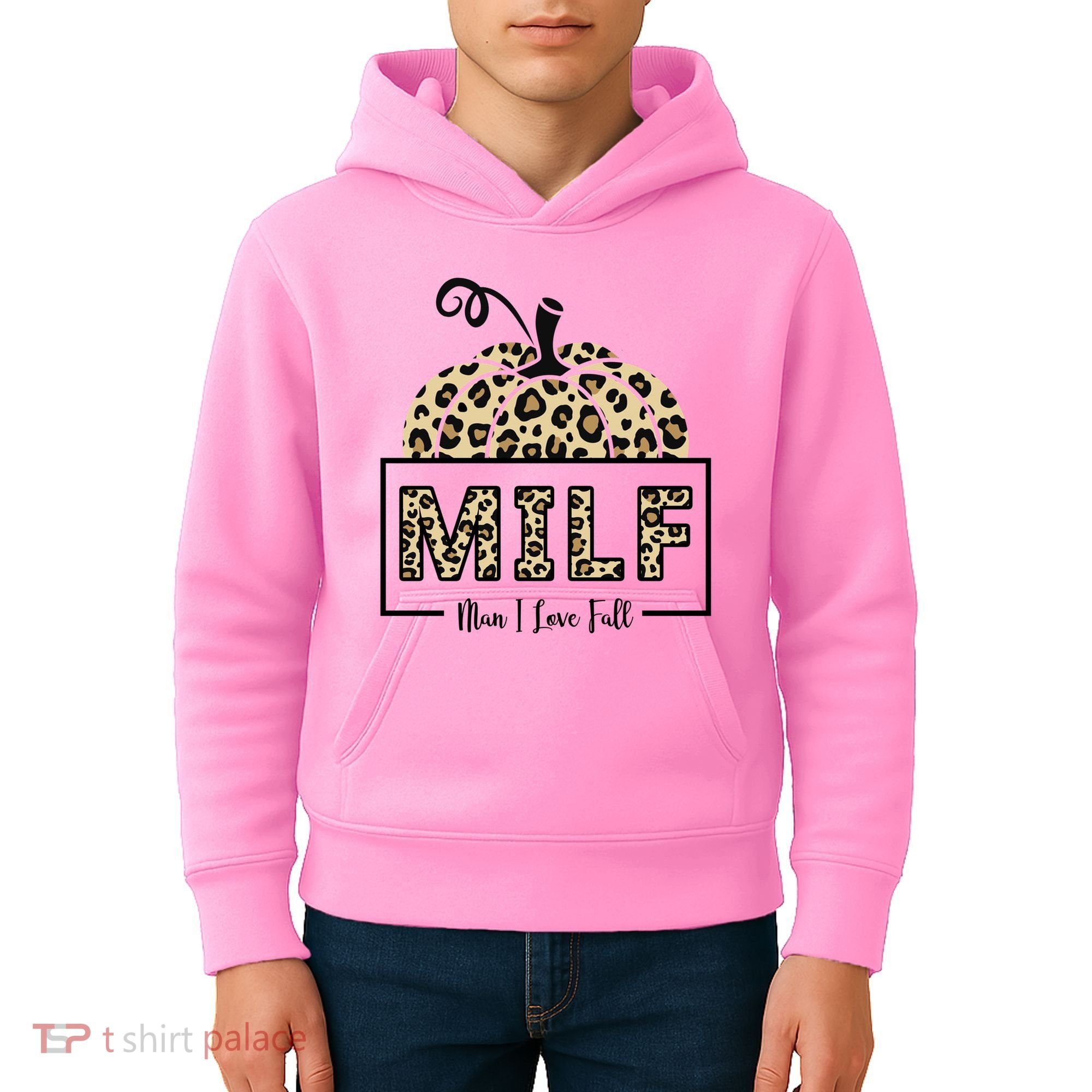 MILF Man I Love Fall Leopard Pumpkin Funny Kids Hoodie