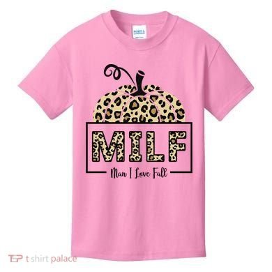 MILF Man I Love Fall Leopard Pumpkin Funny Kids T-Shirt