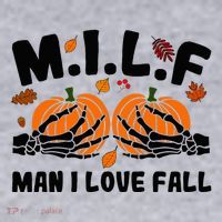 Milf Man I Love Fall Skeleton Pumpkin Hand Boob Women's Sweatshirt thumb 2
