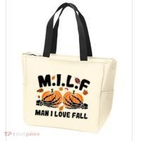 Milf Man I Love Fall Skeleton Pumpkin Hand Boob Tote Bag thumb 3