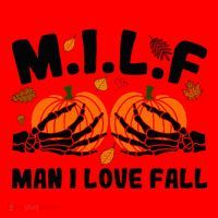 Milf Man I Love Fall Skeleton Pumpkin Hand Boob Santa Hat thumb 1